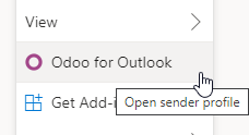 Botão do add-in Odoo para Outlook