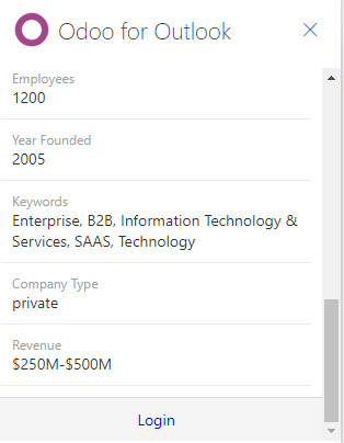 Registro no base de dados do Odoo