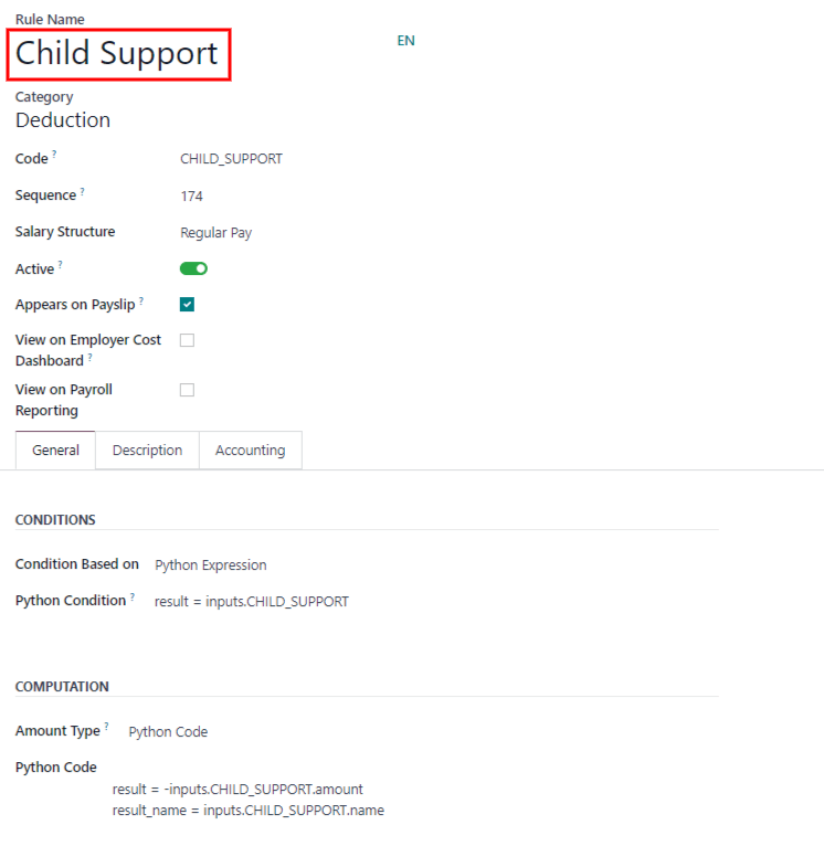 Insira as informações da nova regra no formulário.