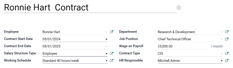 New contract form to be filled in when creating a new contract.