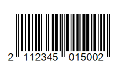 Generated barcode that includes a weight of 1.5 kg.