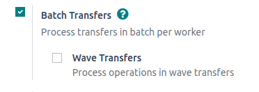 Ative as *transferências em lote* em Inventário > Configuração > Definições.