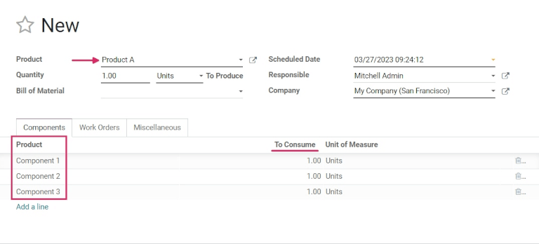 Ordem de produção de um produto com data de expiração.