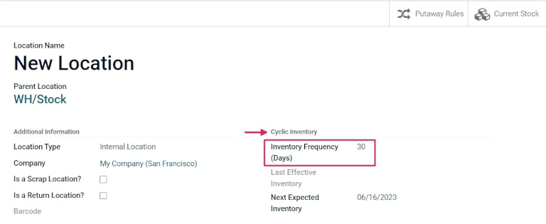 Definição da frequência de localização no local.