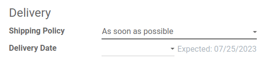 Definir a *data de entrega* em um pedido de vendas. Ativa o recurso de prazos de entrega.