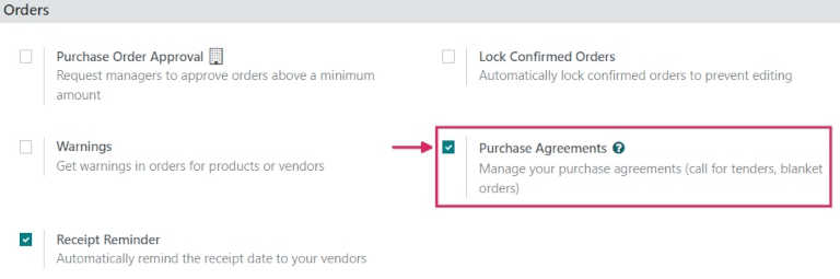 Acordos de compra ativados nas definições do aplicativo Compras.