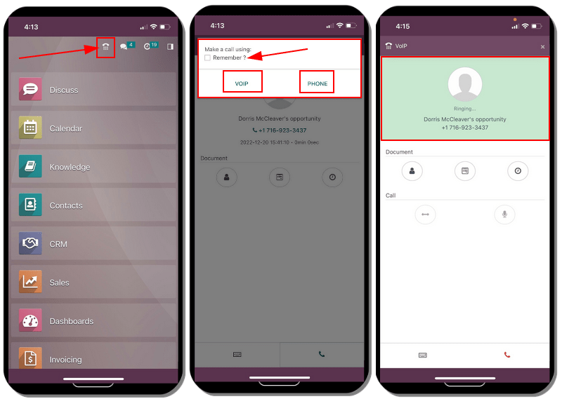 Layout of what the VoIP app looks like on the a mobile device.