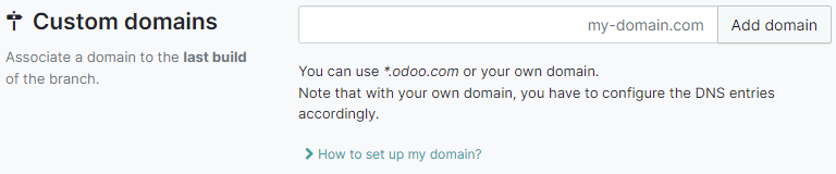 Maparea unui nume de domeniu la o sucursală Odoo.sh