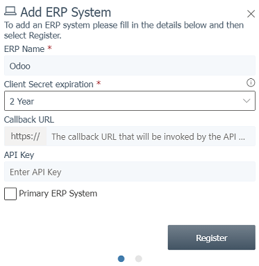 Completarea formularului de înregistrare a unui sistem ERP pe portalul ETA.