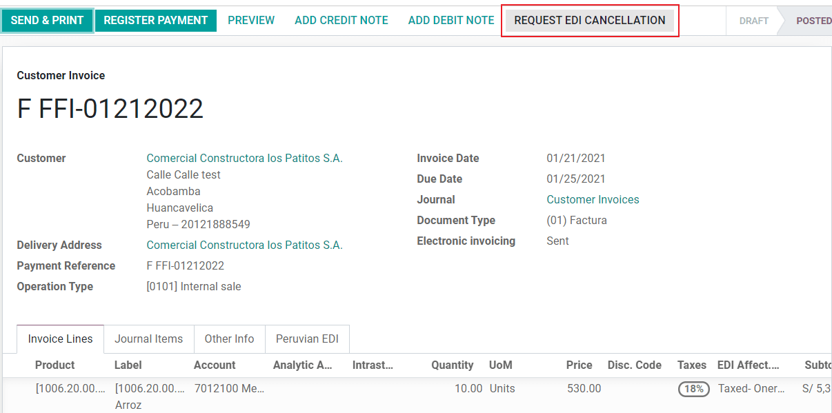 Buton Solicitați anularea facturii