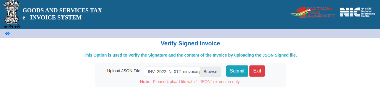 selectați fișierul JSON pentru verificarea facturii