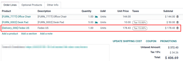 Afișați produsul de livrare pe linia comenzii de vânzare.