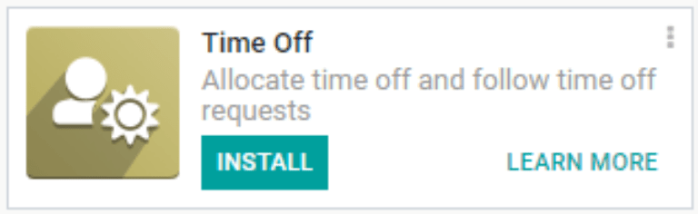 Cardul de instalare a modulului Time Off.