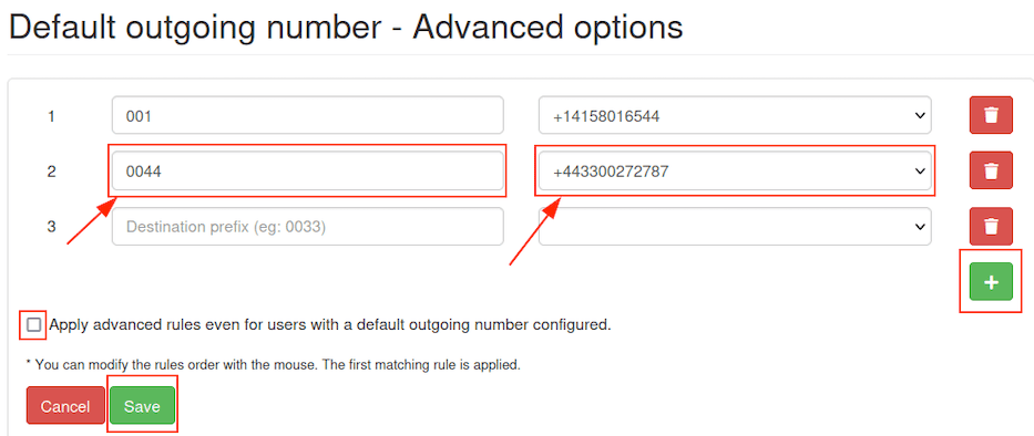 Opțiuni avansate pentru numărul implicit de ieșire.