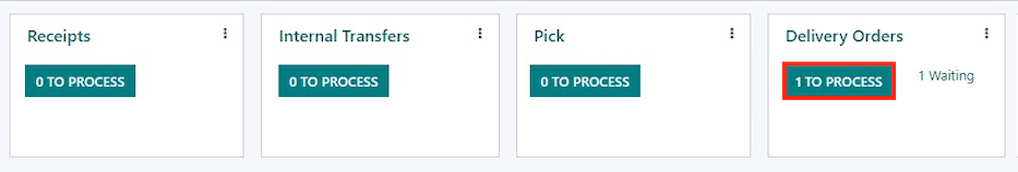 Leveransorder kanban-kortets 1 till Process smart-knapp.