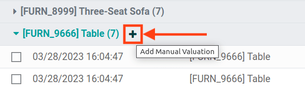 Lägg till manuell värdering av aktievärde till en produkt.