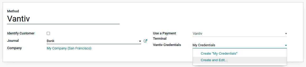 Vantiv payment method