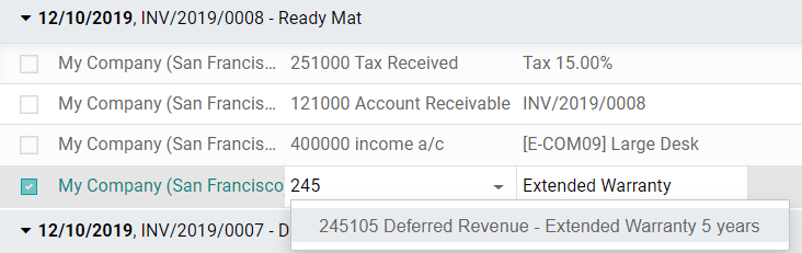 在Odoo会计应用程序中修改已过账日记账项目的科目