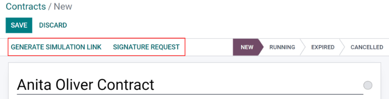 Send the contract to the employee via one of the buttons.