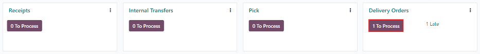 The delivery order can be seen in the Inventory Kanban view.