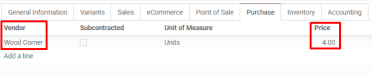 指定了供应商的产品表格。