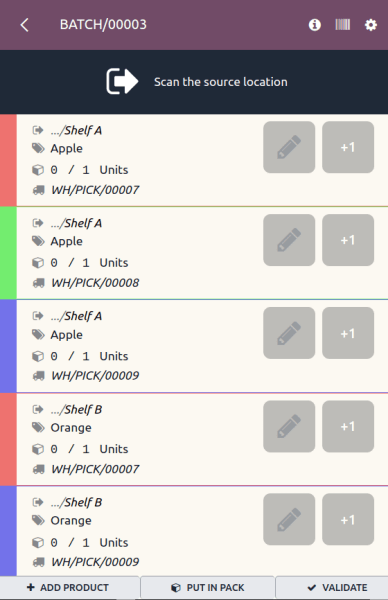 Example of cluster batch from the *Barcode* app.