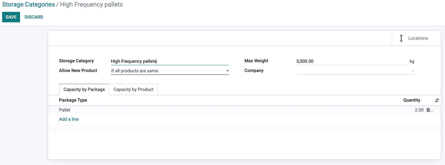 Create a storage category on the page.