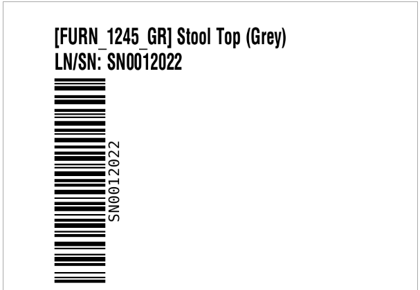 Example barcode label with the barcode rotated.