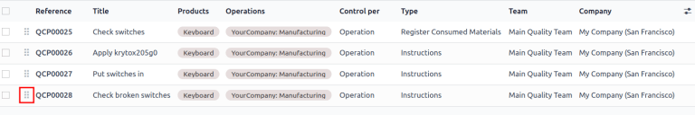 Drag and reorder instructions by selecting the "6 dots" icon on the far left.