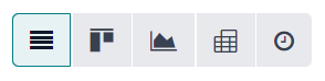 Los iconos ubicados en la esquina superior derecha en los que puede hacer clic para visualizar la información de diferentes maneras.