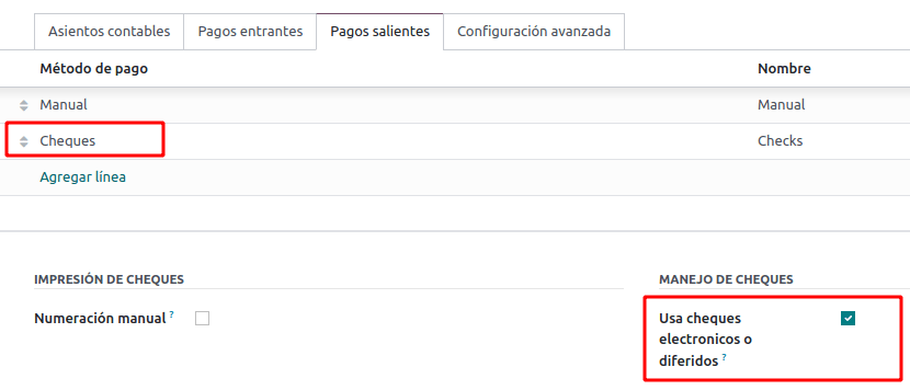 Configurations du journal de banque.