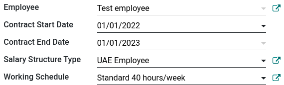 Sélectionnez le type de structure salariale pour l'appliquer au contrat.