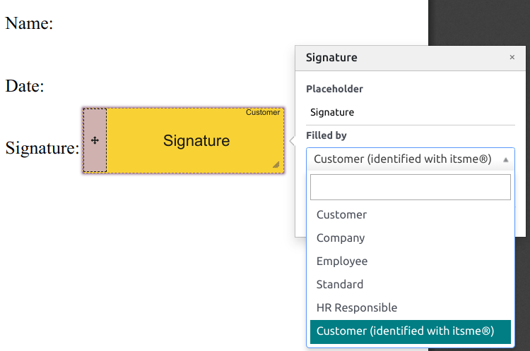 Sélectionnez le client identifié avec itsme®