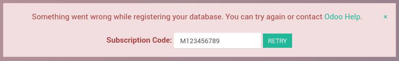 Messaggio di errore registrazione database