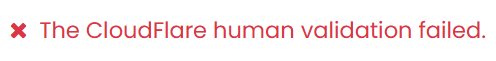 Cloudflare Turnstile verification error message