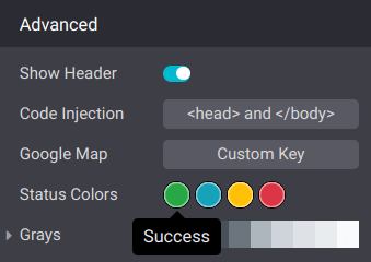 Status colors success message set to green.