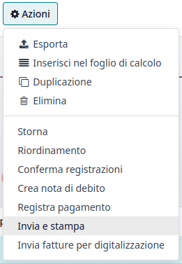 Menu invia e stampa