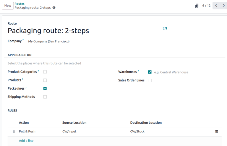 Create route for a packaging.