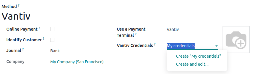 Vantiv payment method