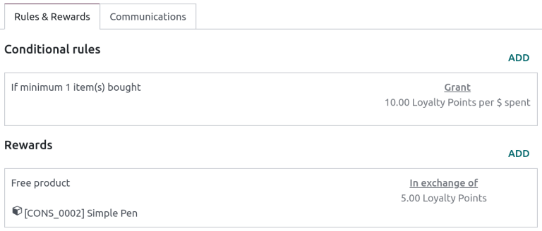 Rules & Rewards tab of the loyalty program form.