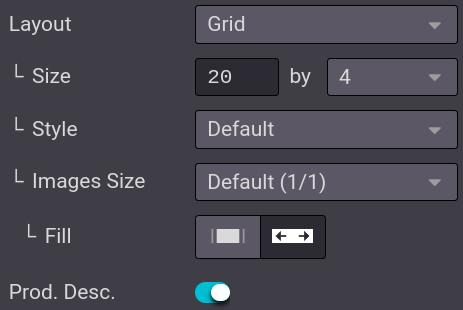 Layout options of the category pages.