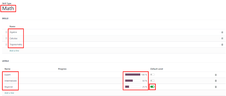 정보 입력이 모두 완료된 수학 기술 유형에 대한 기술 양식