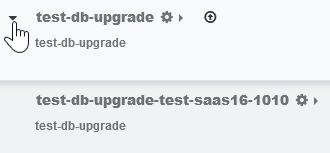 Clicar na seta de menu exibe a base de dados de teste com upgrade.