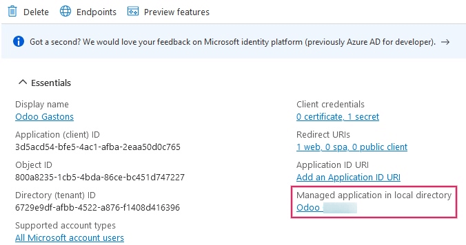 Adicione usuários/grupos clicando no link Aplicativo gerenciado no diretório local para o aplicativo criado.