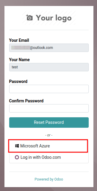 Página de login do Microsoft Outlook.