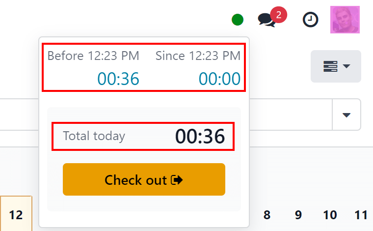 O pop-up que aparece quando um funcionário faz o check-in na base de dados.