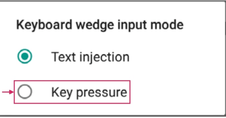 Seleção do modo de entrada em decodificador do teclado no leitor Datalogic.