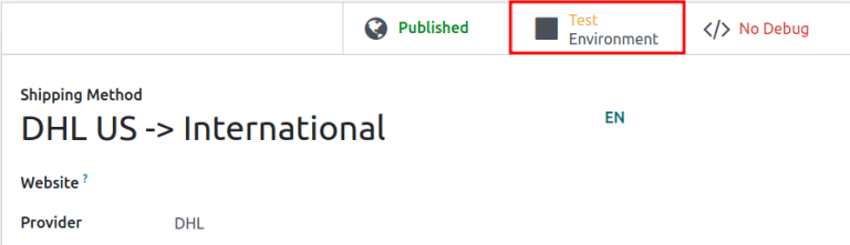 Mostrar o botão inteligente "Ambiente de teste".