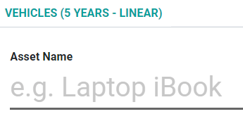 Butonul modelului de active în Odoo Contabilitate