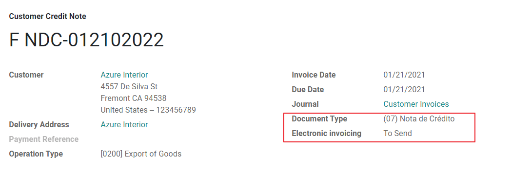 Tip document nota de credit